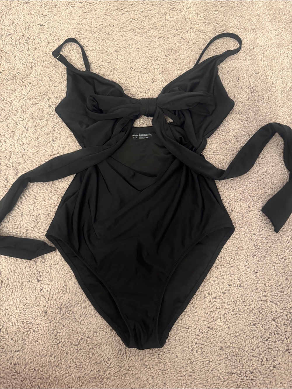 aerie Black One-Piece Swimsuit with Front Tie Detail
